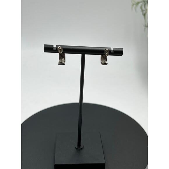 Château d'Argent (C^A) Sterling Silver Huggie Half Hoop Earrings ? Lab Ruby - Picture 5 of 9